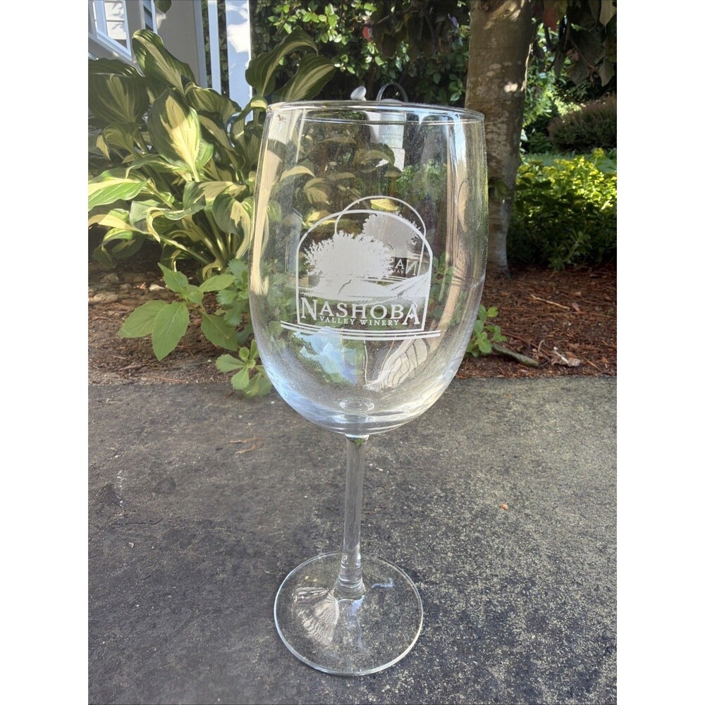 Set of 4 Nashoba Valley Etched Wine Glasses - Clear Glassware for Wine Tasting